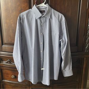 Tasso Elba men’s dress shirt light blue checkered